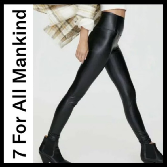 NWT 7FAM High Rise Faux Leather Liquid Legging